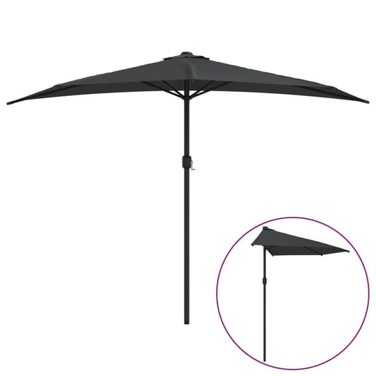 vidaXL Półparasol balkonowy na słupku z aluminium, 300x155cm, antracyt vidaXL