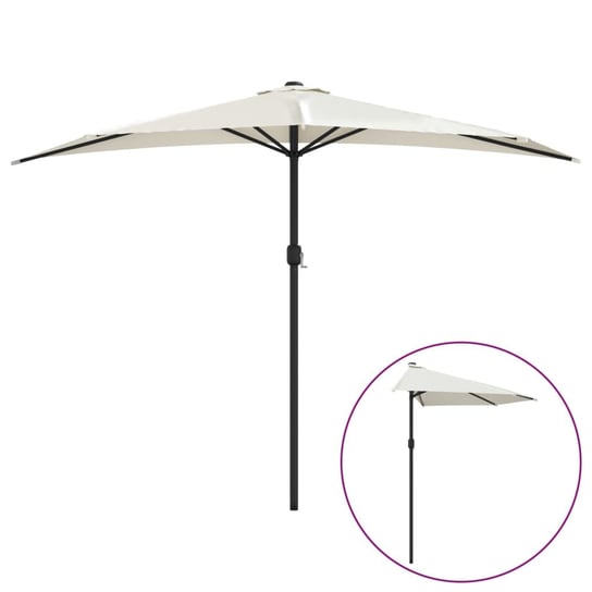 vidaXL Półparasol balkonowy na słupku z aluminium, 300x155cm, piaskowy vidaXL