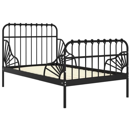 vidaXL Przedłużana rama łóżka, czarna, metalowa, 80x130/200 cm vidaXL