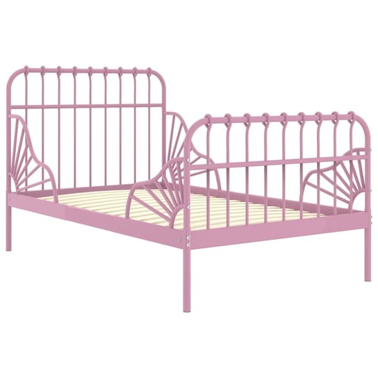 vidaXL Przedłużana rama łóżka, różowa, metalowa, 80x130/200 cm vidaXL