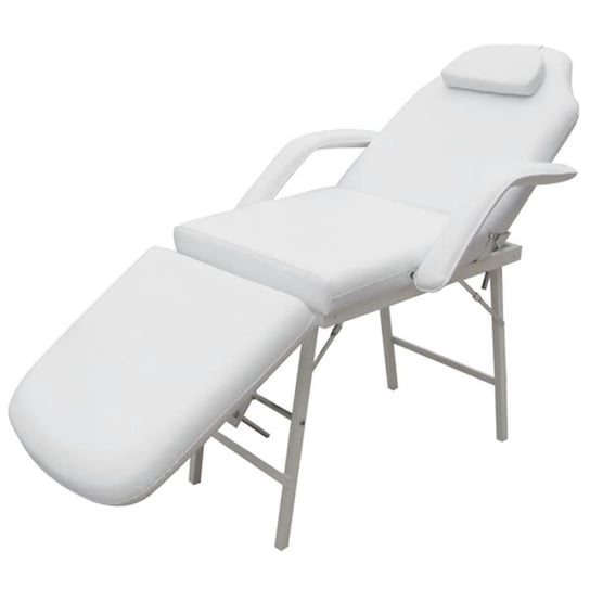vidaXL Przenośny fotel kosmetyczny, ekoskóra, 185 x 78 x 76 cm, biały vidaXL