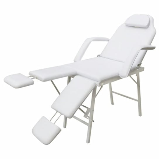 VidaXL Przenośny fotel kosmetyczny, ekoskóra, 185 x 78 x 76 cm, biały vidaXL