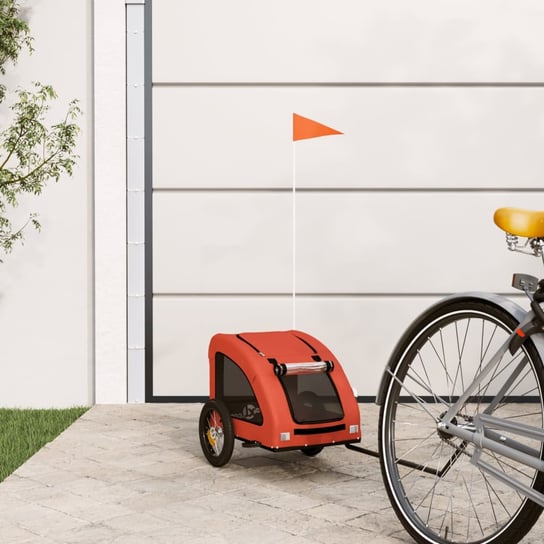 vidaXL Przyczepka rowerowa dla psa, pomarańcz, tkanina Oxford i żelazo vidaXL