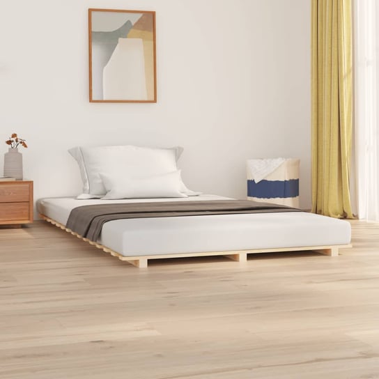 vidaXL Rama łóżka, 140 x 190 cm, lite drewno sosnowe vidaXL