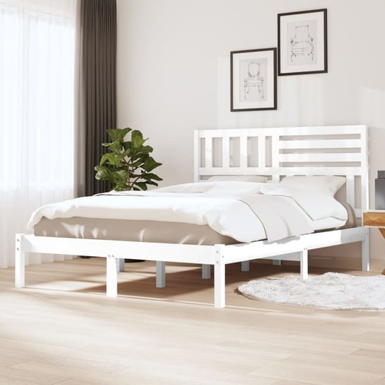 vidaXL Rama łóżka, biała, 120x190 cm, mała podwójna, drewno sosnowe vidaXL