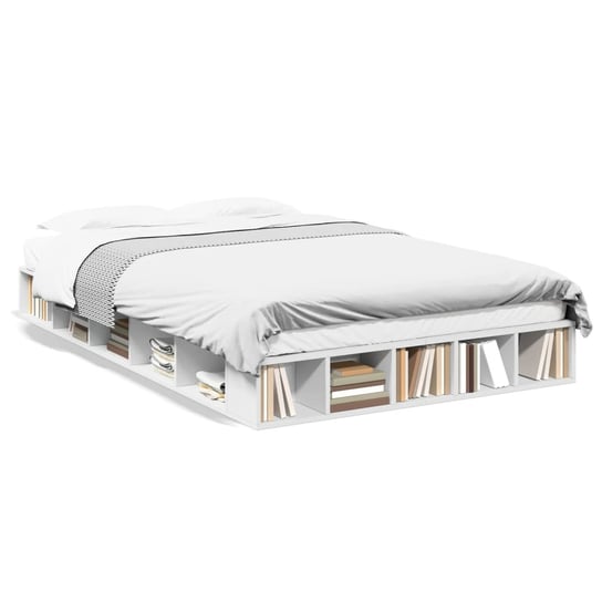 vidaXL Rama łóżka, biała, 135x190 cm, materiał drewnopochodny vidaXL
