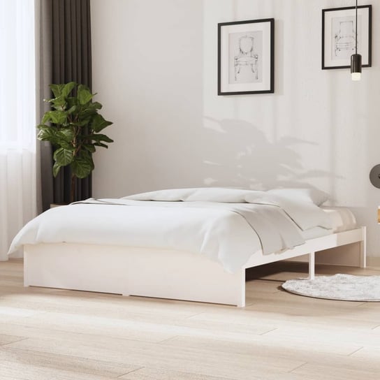 vidaXL Rama łóżka, biała, 140 x 190 cm, lite drewno sosnowe vidaXL