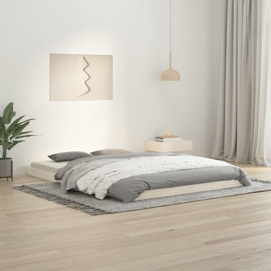 vidaXL Rama łóżka, biała, 140 x 200 cm, lite drewno sosnowe vidaXL