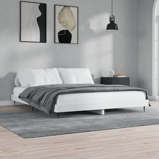 vidaXL Rama łóżka, biała, 140x200 cm, materiał drewnopochodny vidaXL
