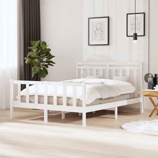 vidaXL Rama łóżka, biała, 150x200 cm, lite drewno vidaXL