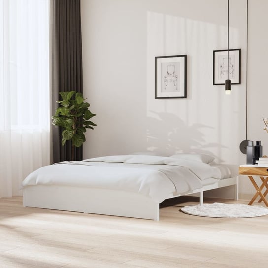 vidaXL Rama łóżka, biała, 180x200 cm, lite drewno sosnowe vidaXL