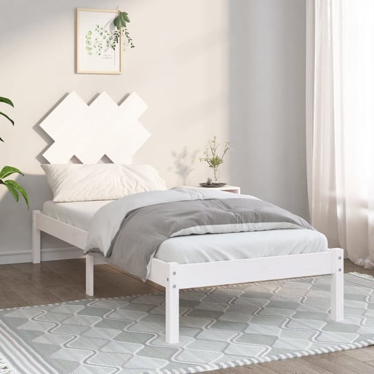 vidaXL Rama łóżka, biała, 75x190 cm, lite drewno vidaXL
