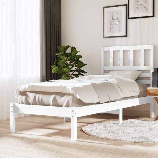 vidaXL Rama łóżka, biała, 75x190 cm, pojedyncza mała, drewno sosnowe vidaXL