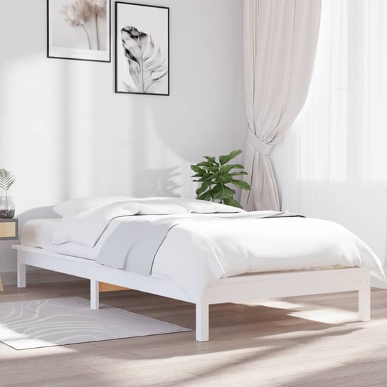 vidaXL Rama łóżka, biała, 75x190 cm, pojedyncza mała, drewno sosnowe vidaXL
