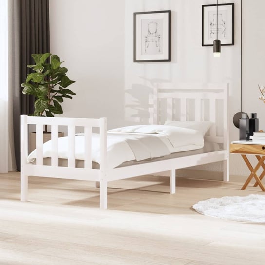 vidaXL Rama łóżka, biała, 90x190 cm, lite drewno vidaXL