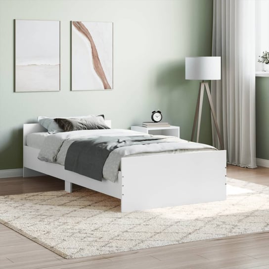 vidaXL Rama łóżka, biała, 90x190 cm, materiał drewnopochodny vidaXL