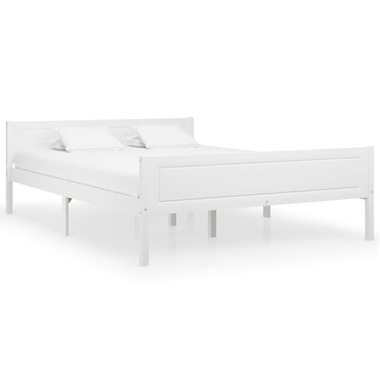 vidaXL, Rama łóżka biała, bez materaca, z litego drewna sosnowego, 160x200 vidaXL