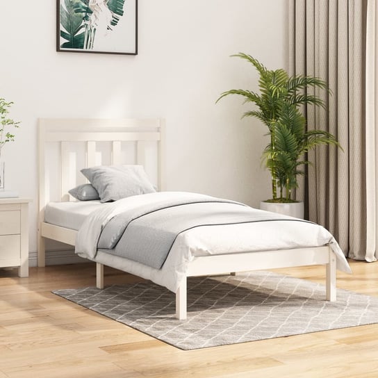 vidaXL Rama łóżka, biała, lite drewno, 100 x 200 cm vidaXL