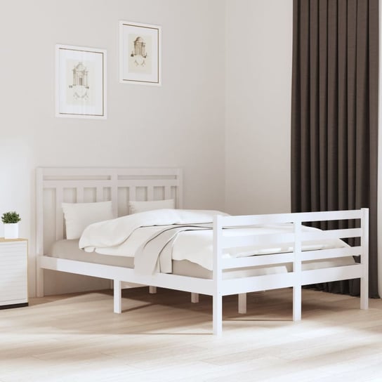 vidaXL Rama łóżka, biała, lite drewno, 120x200 cm vidaXL