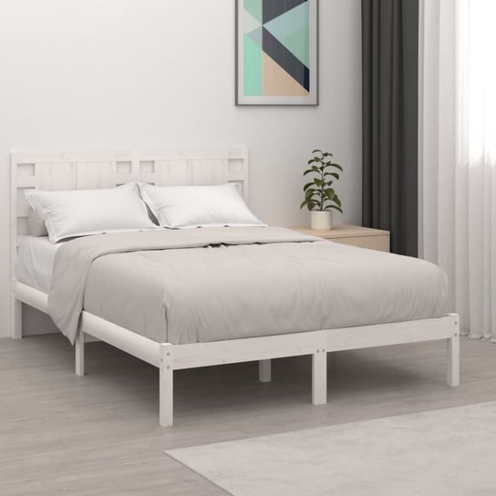 vidaXL Rama łóżka, biała, lite drewno, 135x190 cm, podwójna vidaXL
