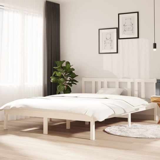 vidaXL Rama łóżka, biała, lite drewno, 140 x 200 cm vidaXL