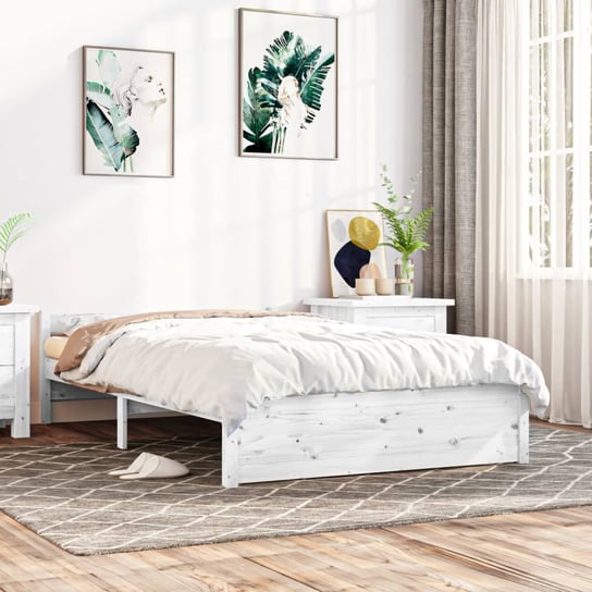 vidaXL Rama łóżka, biała, lite drewno, 140 x 200 cm vidaXL