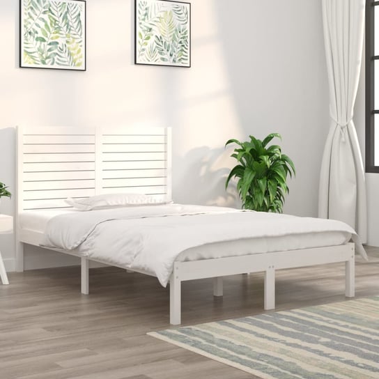 vidaXL Rama łóżka, biała, lite drewno, 140x190 cm vidaXL
