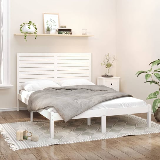 vidaXL Rama łóżka, biała, lite drewno, 140x200 cm vidaXL