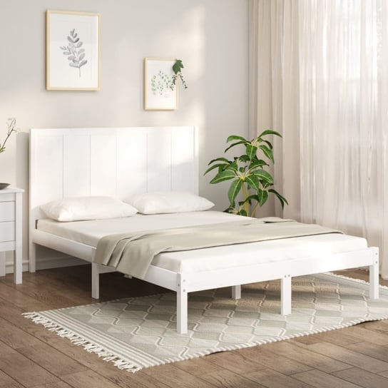 vidaXL Rama łóżka, biała, lite drewno, 150x200 cm, King Size vidaXL