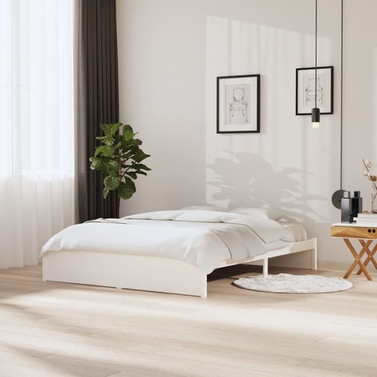 vidaXL Rama łóżka, biała, lite drewno, 160 x 200 cm vidaXL