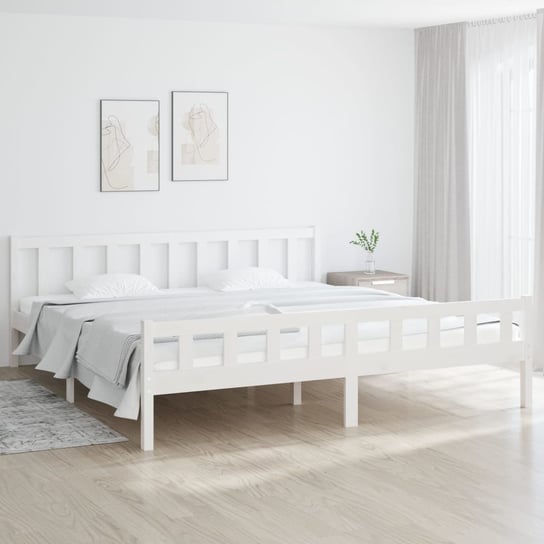 vidaXL Rama łóżka, biała, lite drewno, 160 x 200 cm vidaXL