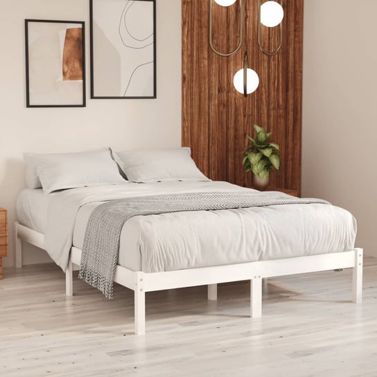 vidaXL Rama łóżka, biała, lite drewno, 180x200 cm vidaXL