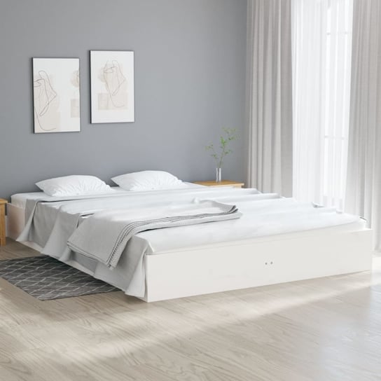 vidaXL Rama łóżka, biała, lite drewno, 180x200 cm, Super King vidaXL
