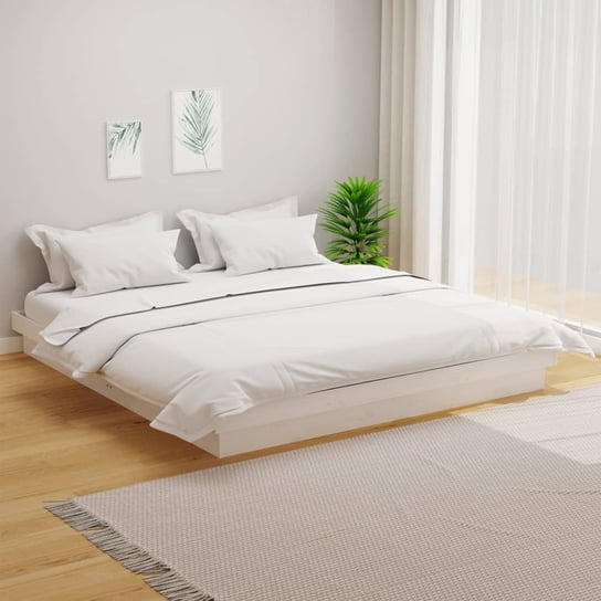vidaXL Rama łóżka, biała, lite drewno, 200 x 200 cm vidaXL