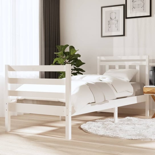 vidaXL Rama łóżka, biała, lite drewno, 90 x 200 cm vidaXL