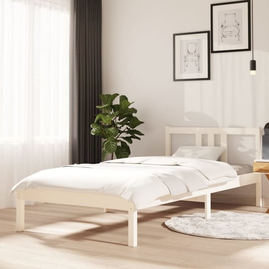 vidaXL Rama łóżka, biała, lite drewno, 90 x 200 cm vidaXL