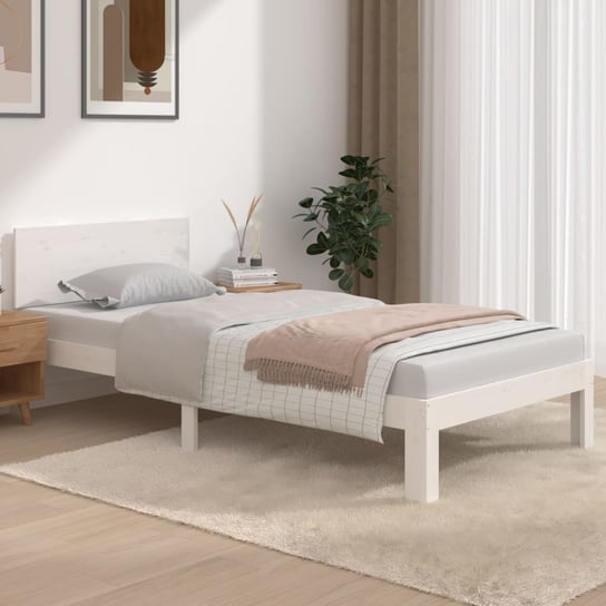 vidaXL Rama łóżka, biała, lite drewno, 90x190 cm, pojedyncza vidaXL