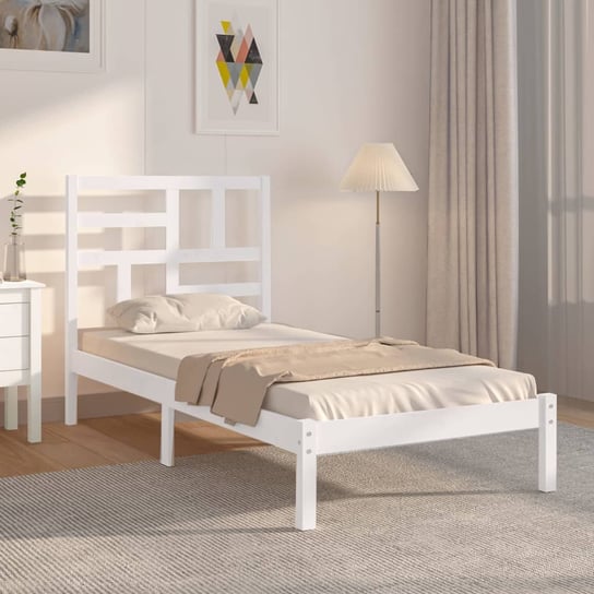 vidaXL Rama łóżka, biała, lite drewno, 90x200 cm vidaXL