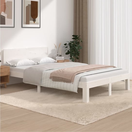 vidaXL Rama łóżka, biała, lite drewno sosnowe, 120 x 200 cm vidaXL