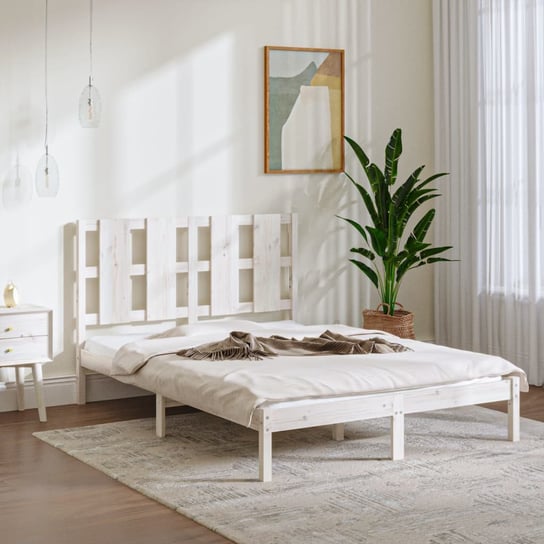 vidaXL Rama łóżka, biała, lite drewno sosnowe, 120x200 cm vidaXL