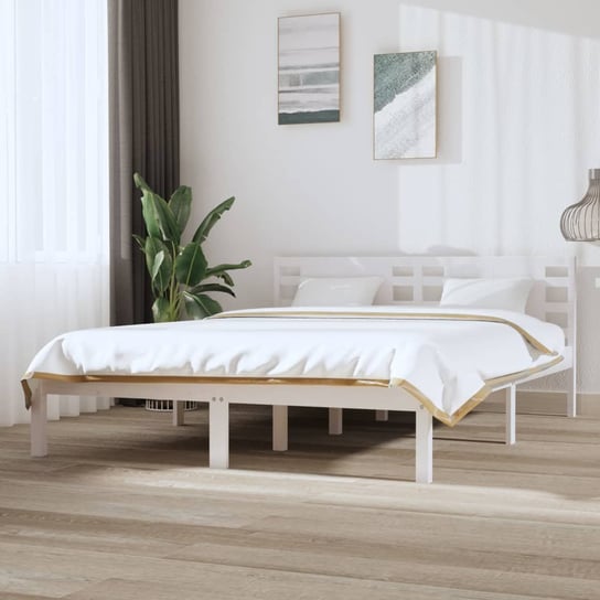 vidaXL Rama łóżka, biała, lite drewno sosnowe, 120x200 cm vidaXL