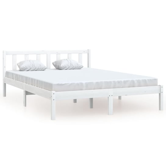 vidaXL Rama łóżka, biała, lite drewno sosnowe, 135x190 cm, podwójna vidaXL
