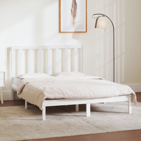 vidaXL Rama łóżka, biała, lite drewno sosnowe, 135x190 cm, podwójna vidaXL