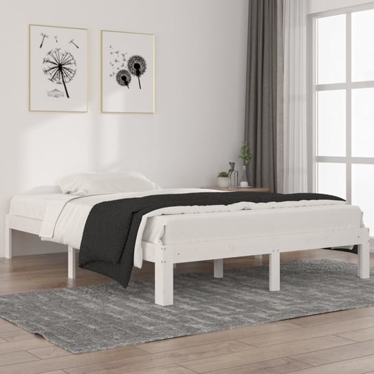 vidaXL Rama łóżka, biała, lite drewno sosnowe, 140 x 200 cm vidaXL
