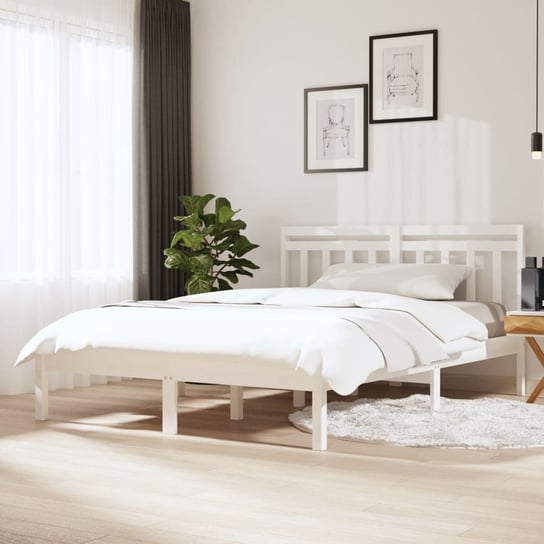 vidaXL Rama łóżka, biała, lite drewno sosnowe, 140x200 cm vidaXL
