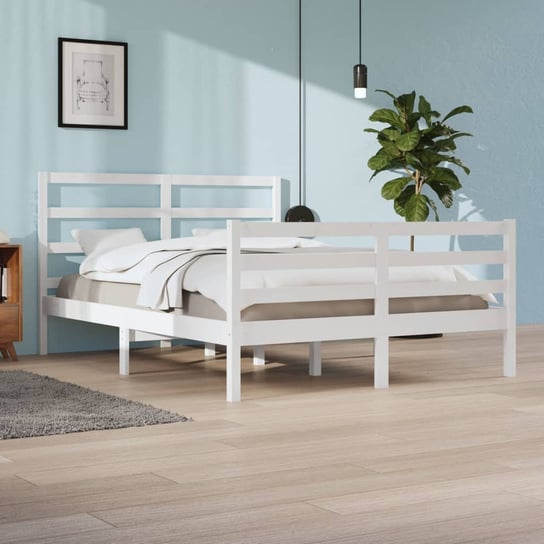 vidaXL Rama łóżka, biała, lite drewno sosnowe, 140x200 cm vidaXL