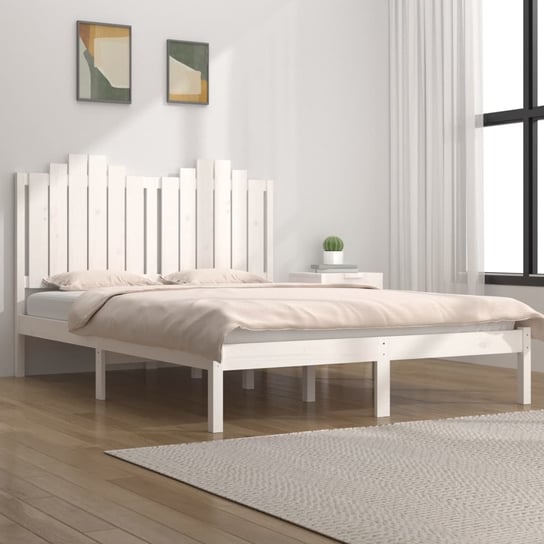 vidaXL Rama łóżka, biała, lite drewno sosnowe, 150x200 cm vidaXL