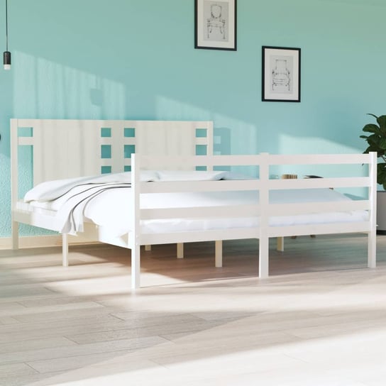 vidaXL Rama łóżka, biała, lite drewno sosnowe, 150x200 cm vidaXL