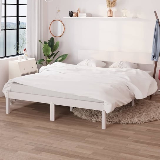 vidaXL Rama łóżka, biała, lite drewno sosnowe, 160 x 200 cm vidaXL