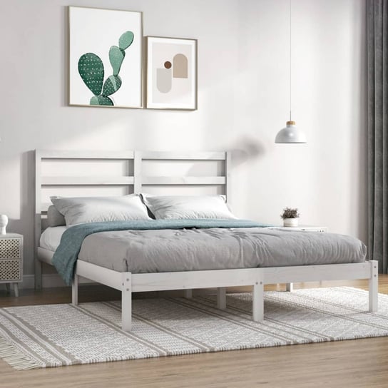 vidaXL Rama łóżka, biała, lite drewno sosnowe, 160 x 200 cm vidaXL